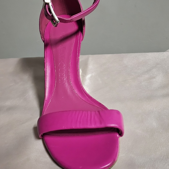 ALEXANDER McQUEEN sz 37 BOBBY PINK, CALFSKIN LEATHER, ARC HEELED SANDAL - Picture 10 of 12